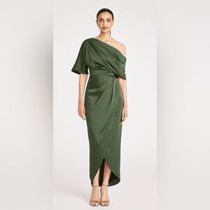 NWT THEIA Rayna One Shoulder Draped Gown Dress Satin Size 4 $795